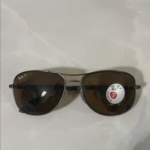 Ray-Ban Silver Frame Sunglasses with Brown Lenses